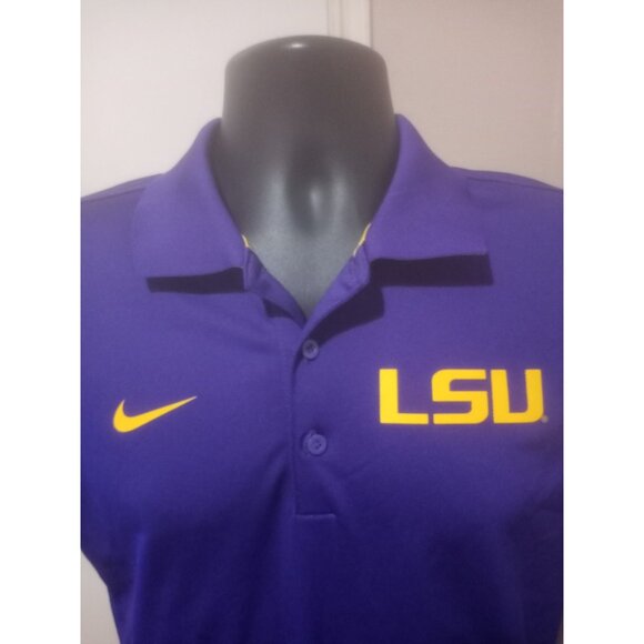 Nike Polo Shirt Mens Small Purple Dri-Fit LSU Tigers NCAA Jersey Athletic Active - Picture 4 of 11